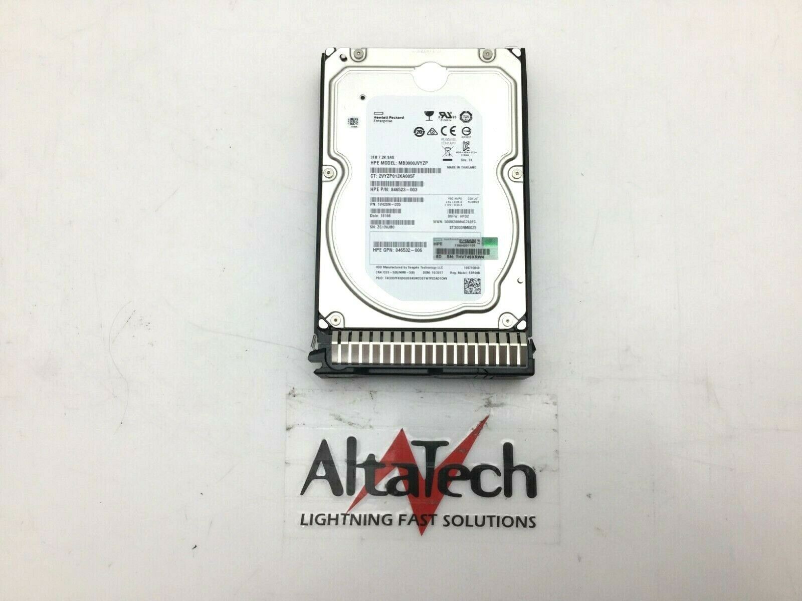 HP 846614-001 3TB 12Gbps 7.2K RPM 3.5" SAS Hard Drive