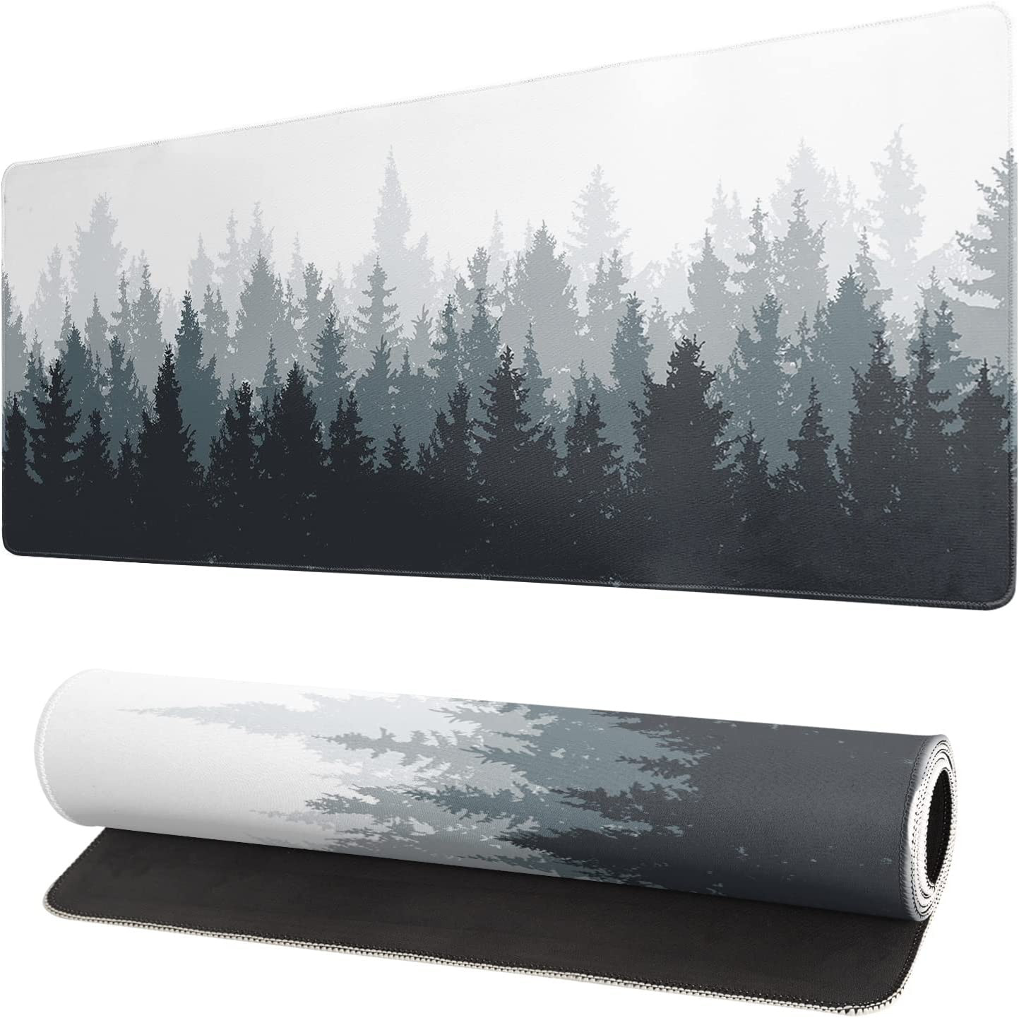 Desk Mat Large Mouse Pad 31.5x11.8 Inch XL Non-Slip Fog Misty Forest