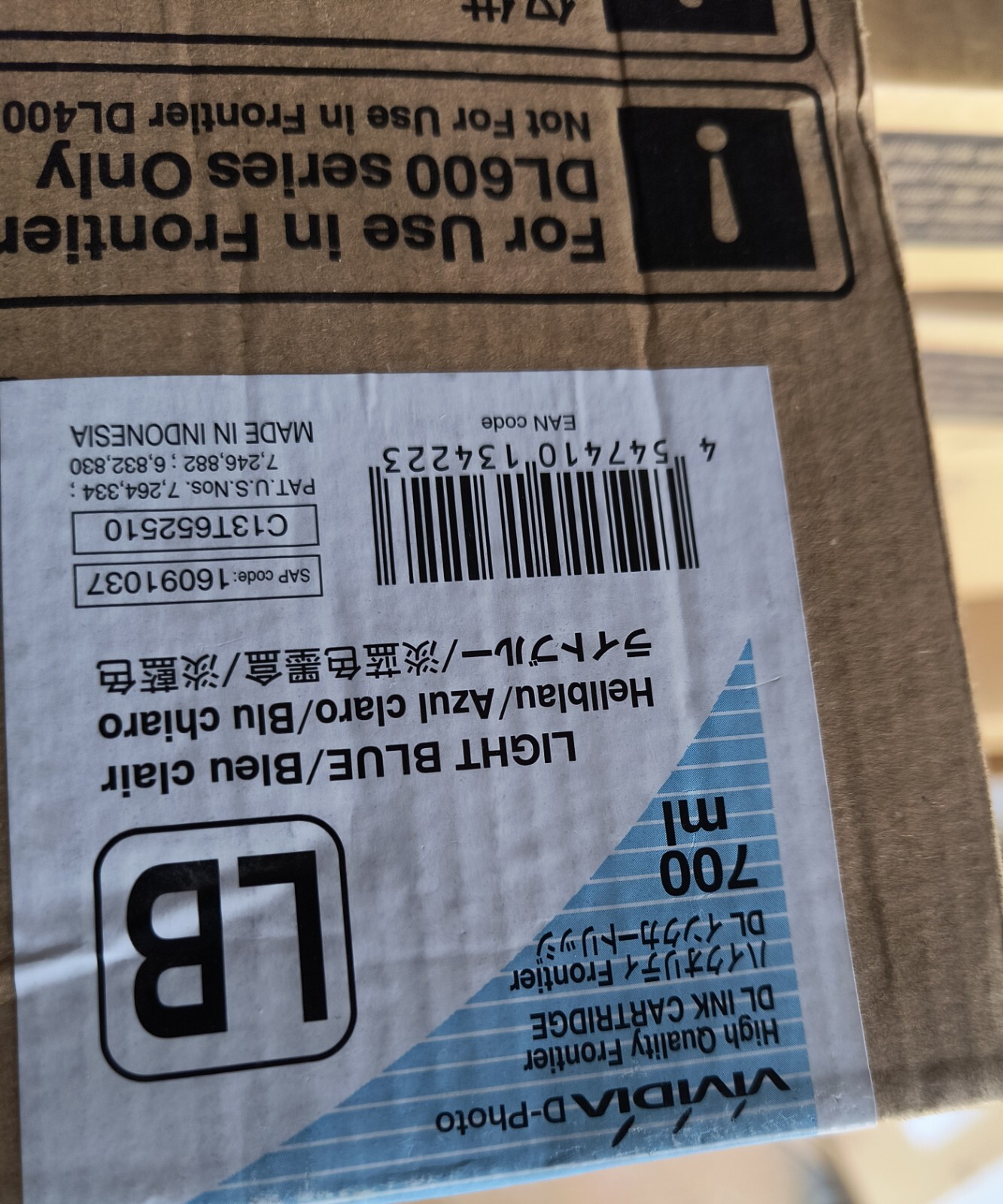 FujiFilm DL600 Frontier Light Blue "LB" 700ml Ink Cartridge C13T652510,21,22,23