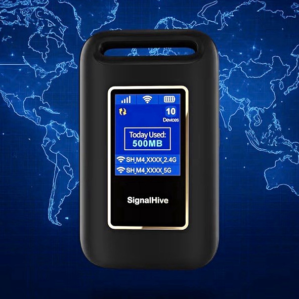 SignalHive SH_M4 4G LTE Unlocked eSIM Wi-Fi Hotspot, Pocket Size, Black