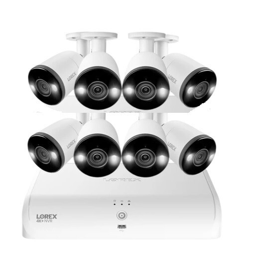 New Lorex Fusion 4K 16-Channel 1TB NVR System 8 Smart Security Lighting Cameras