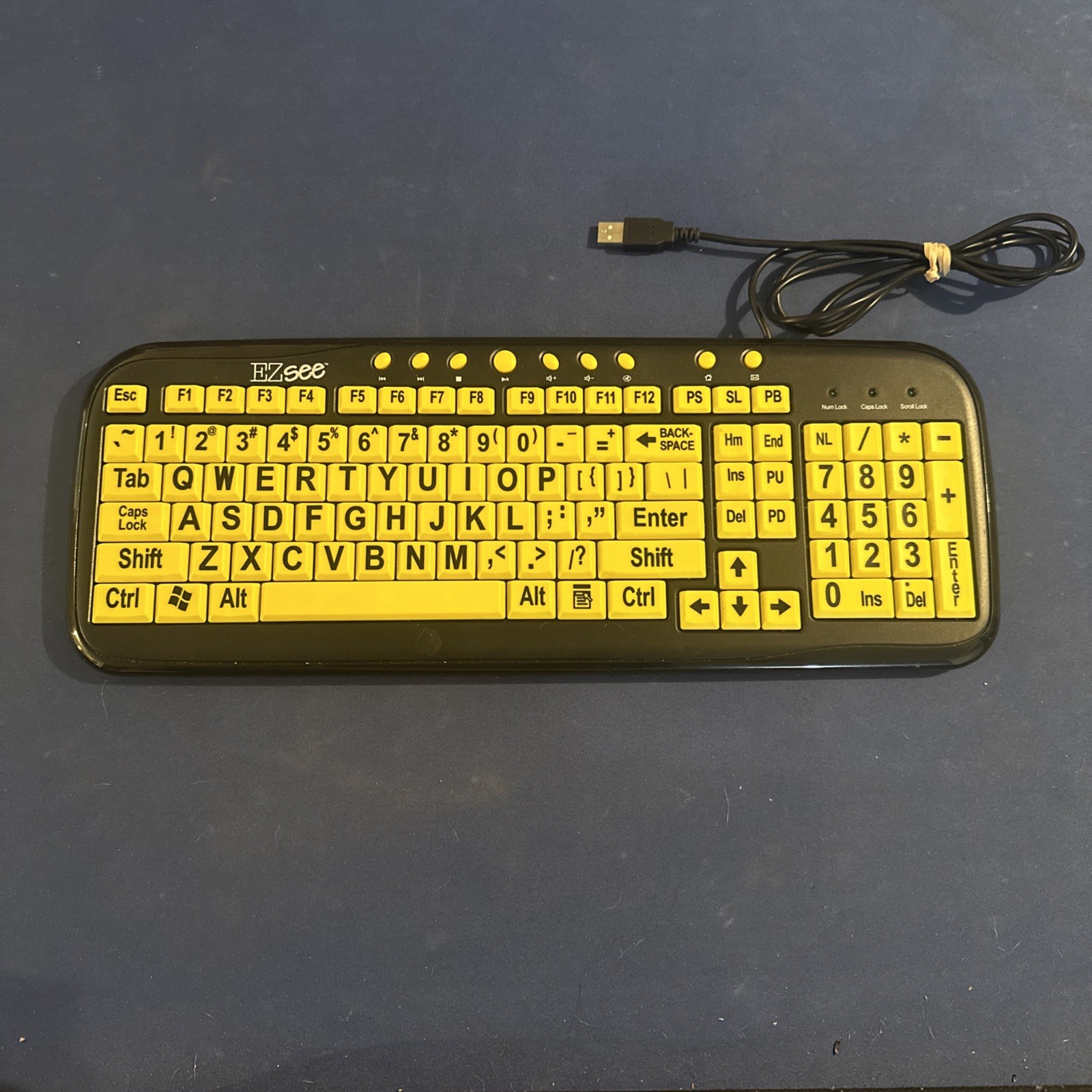 Large Print Letter Computer USB Keyboard Visually Impaired - Ez See Easy Yellow