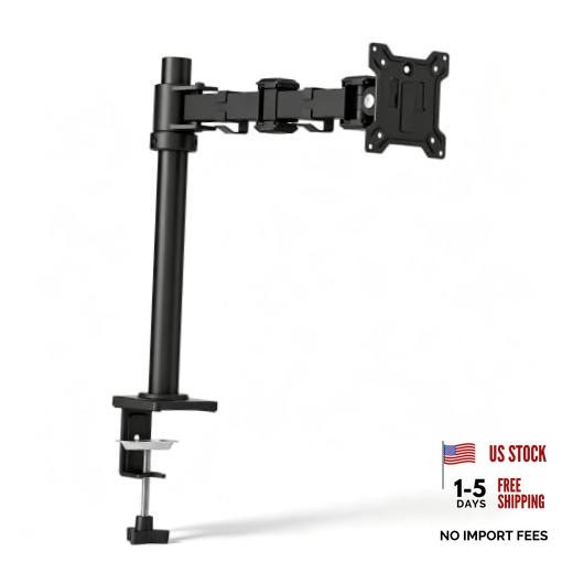Monitor Desk Mount – Stable Adjustable Arm for 17-32" Screens, Single Black