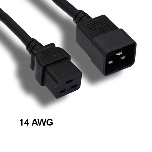 Kentek 1Ft IEC-60320 C19 to C20 Extension Power Cable 14AWG 15A Server UPS PDU