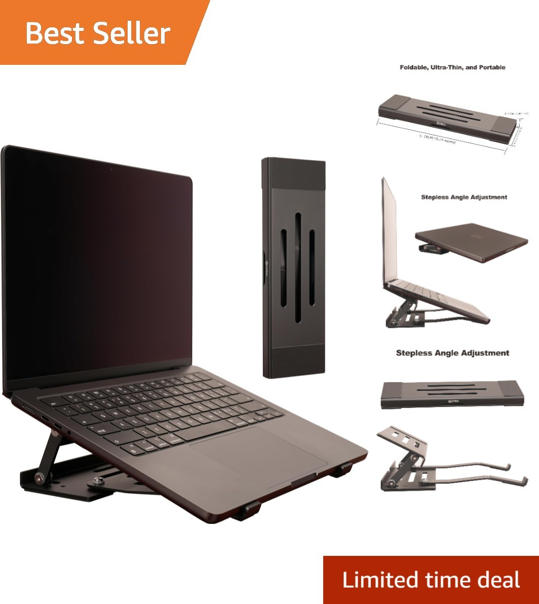 3-in-1 Aluminum Adjustable Laptop Riser & Cooling Stand - Ultra-Slim Design