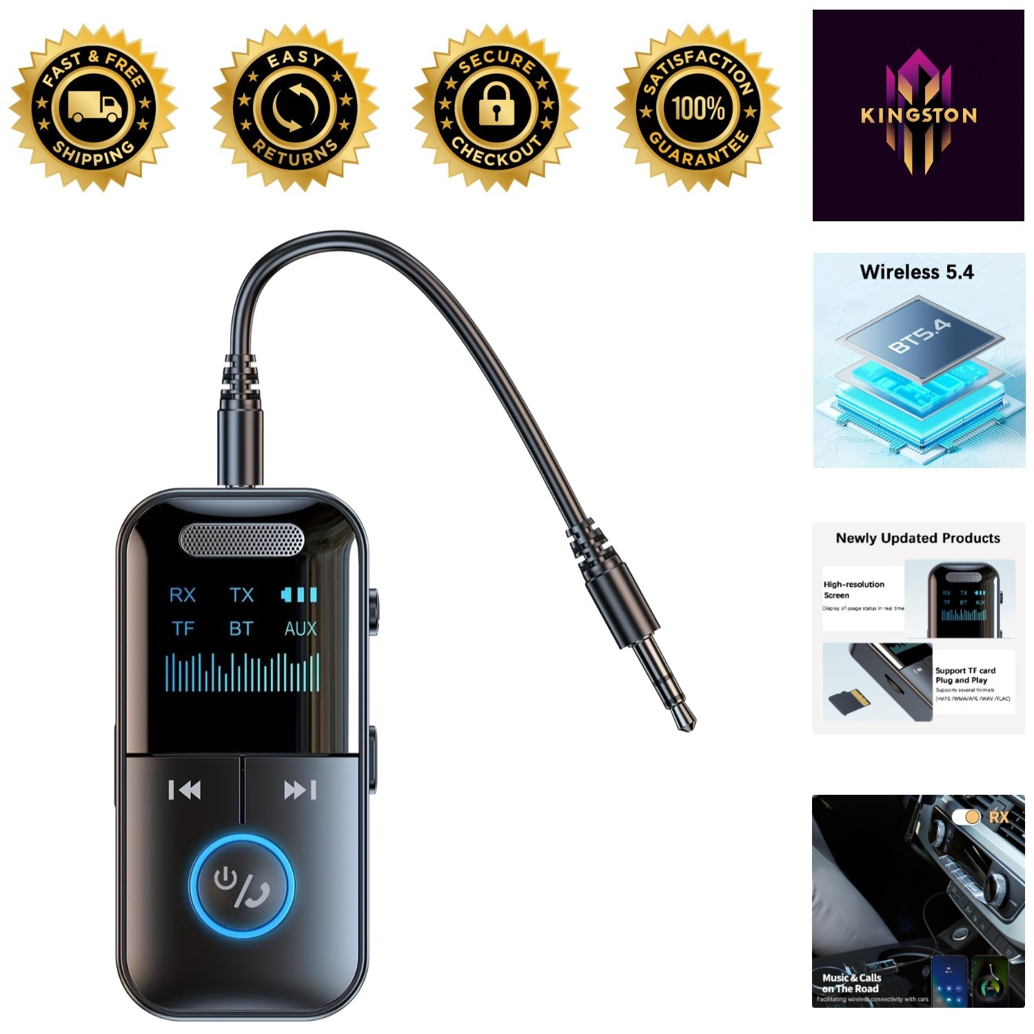 Wireless Bluetooth 5.3 Adapter: Effortless Music Streaming for Cars & Home Audio