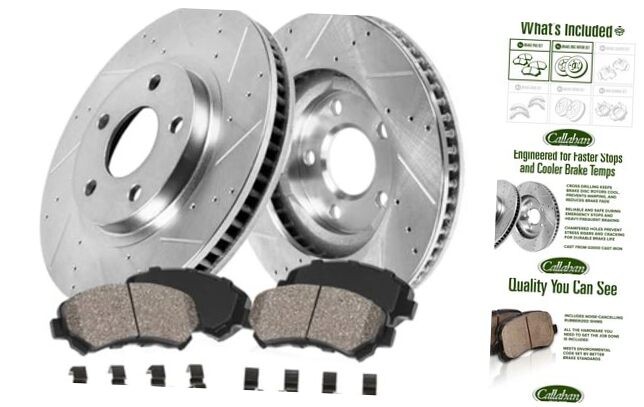Front Brake Kit For RSX Type S Civic Si Drilled and Slotted Brake Rotors and