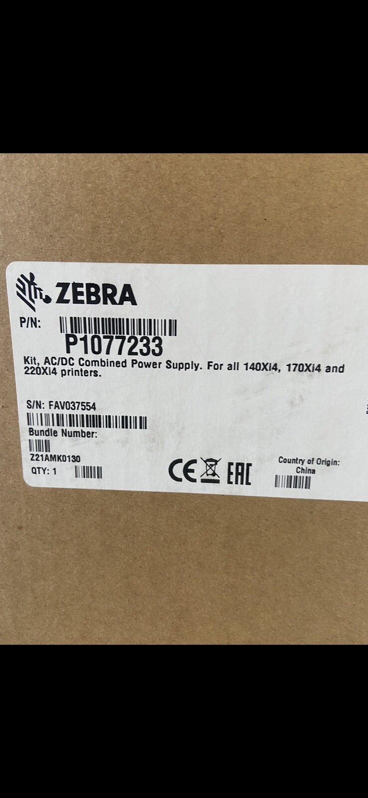 Zebra **ORIGINAL** Power Supply P1077233 (**NEW STYLE**) **US SHIP**