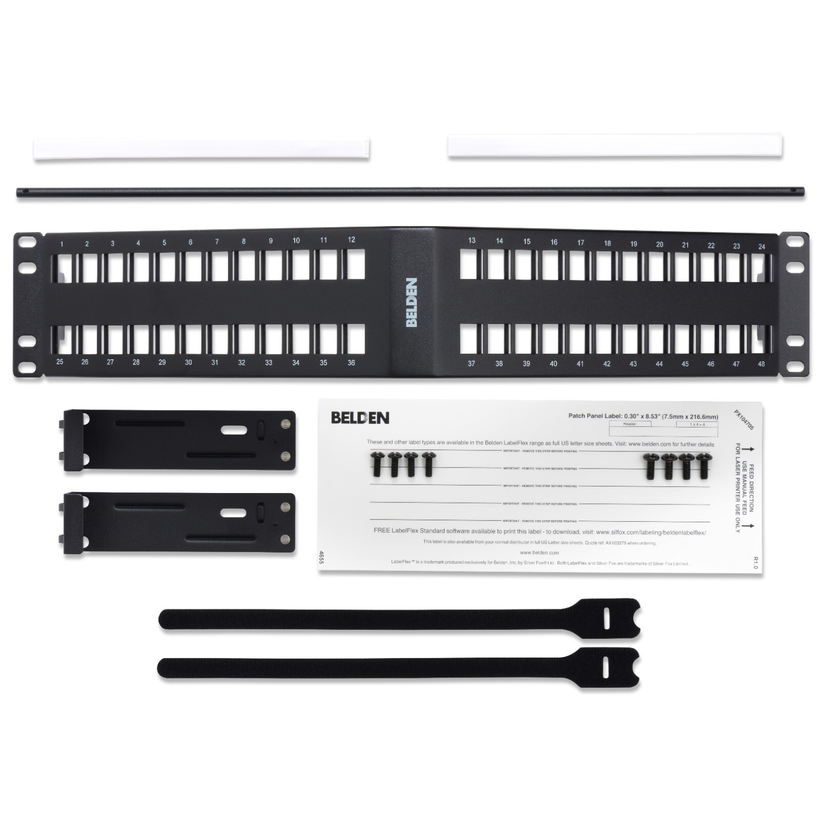 Belden AX104601 48 Port 2U KeyConnect Angled Patch Panel Black