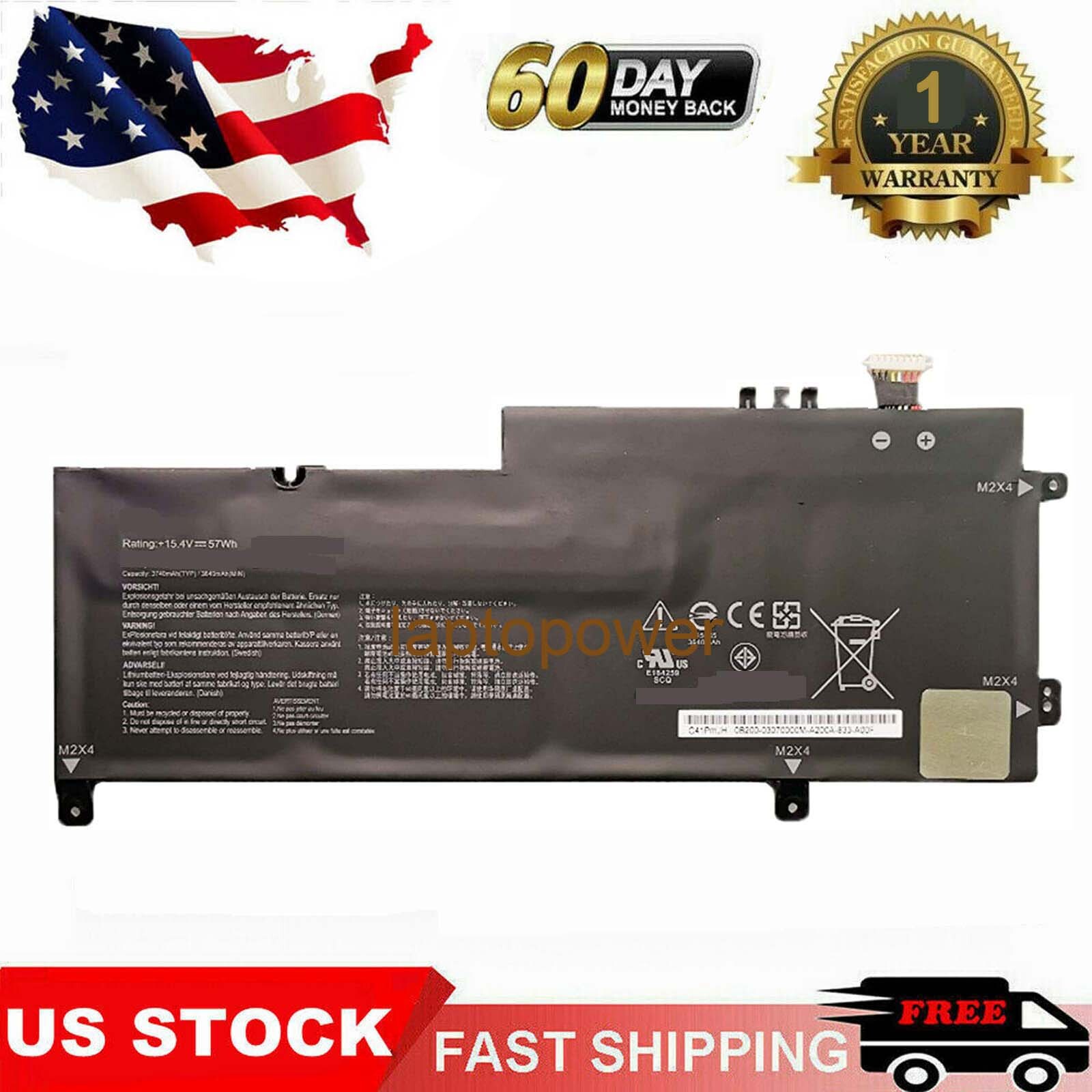 C41N1809 Battery for ASUS ZenBook Flip 15 UX562 Q536F Series 15.4V 57Wh/3740mAh