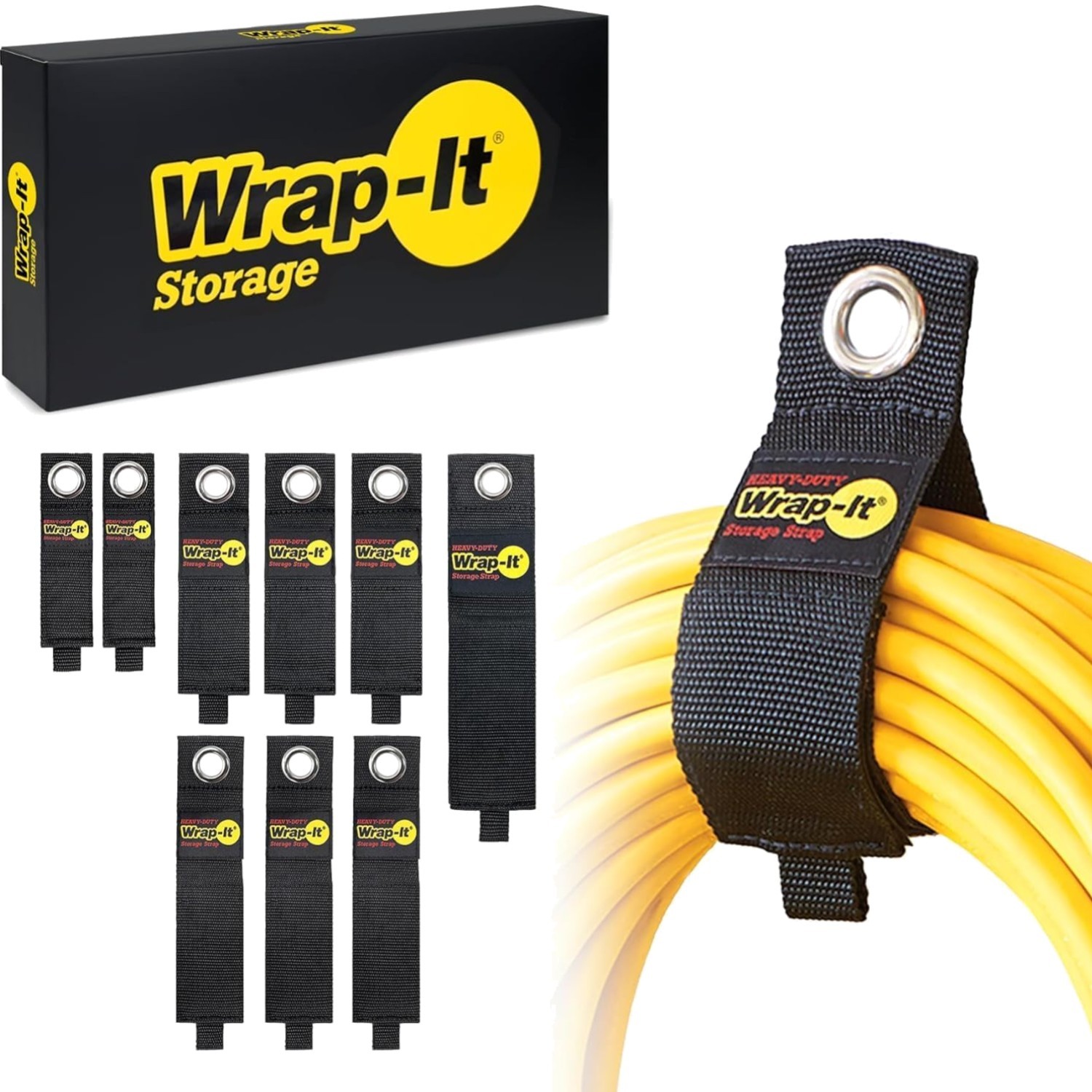Durable 9 Pack Heavy-Duty Straps - Perfect for Cords, Hoses, and Garage Storage