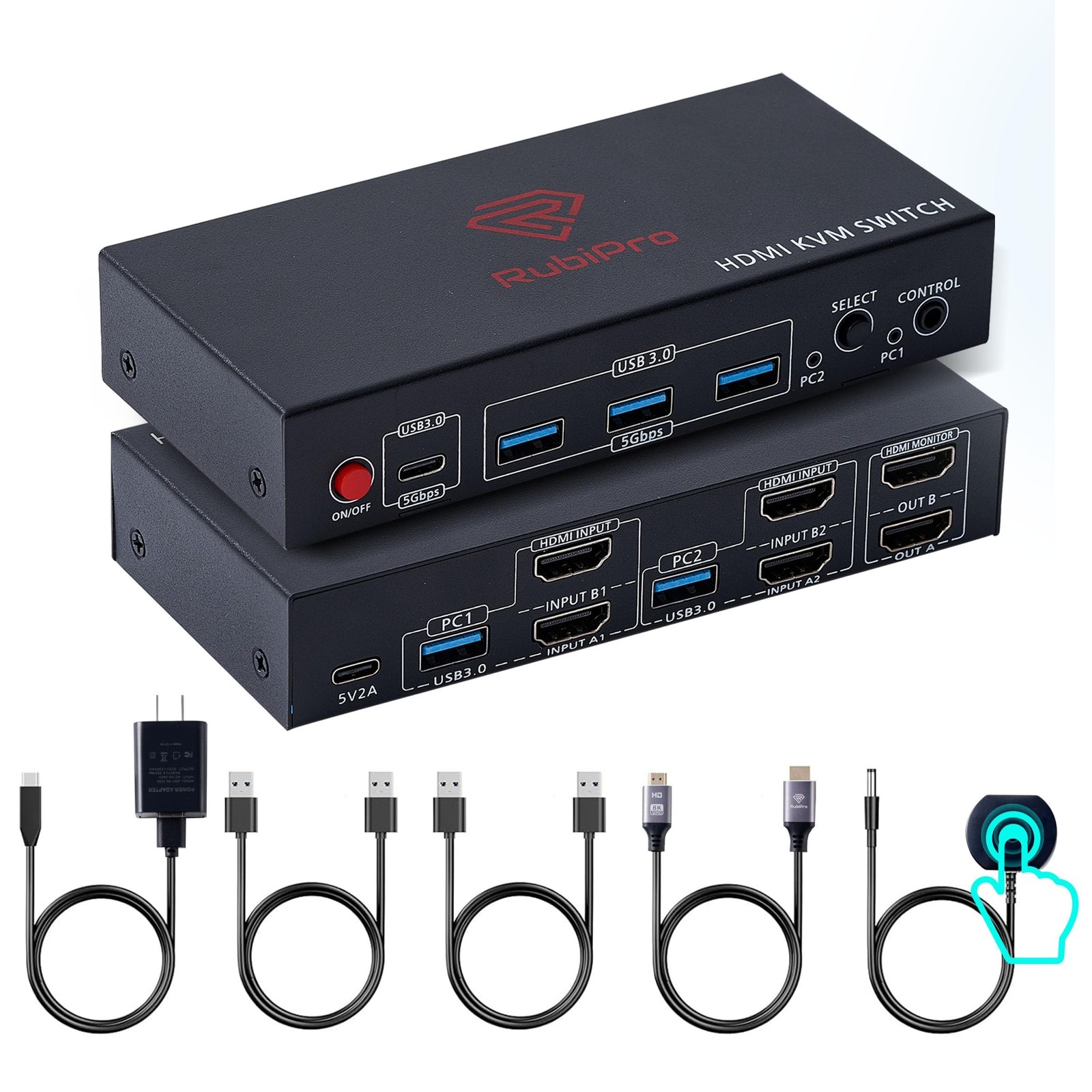 HDMI KVM Switch 2 Monitors 2 Computers – Dual Display 8K@60Hz, 4K@120Hz, U