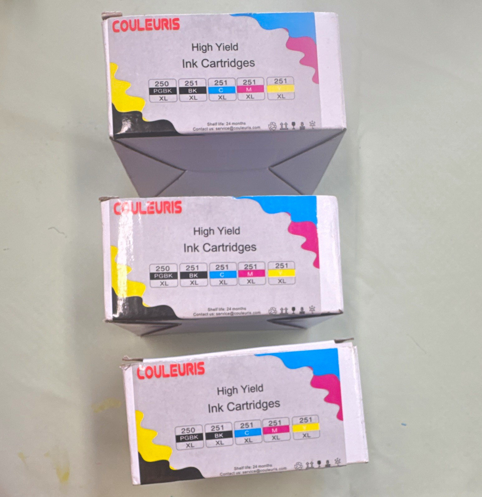 COULEURIS 250XL 251XL Compatible High Yield Ink Cartridges 3 Pack BK C M Y