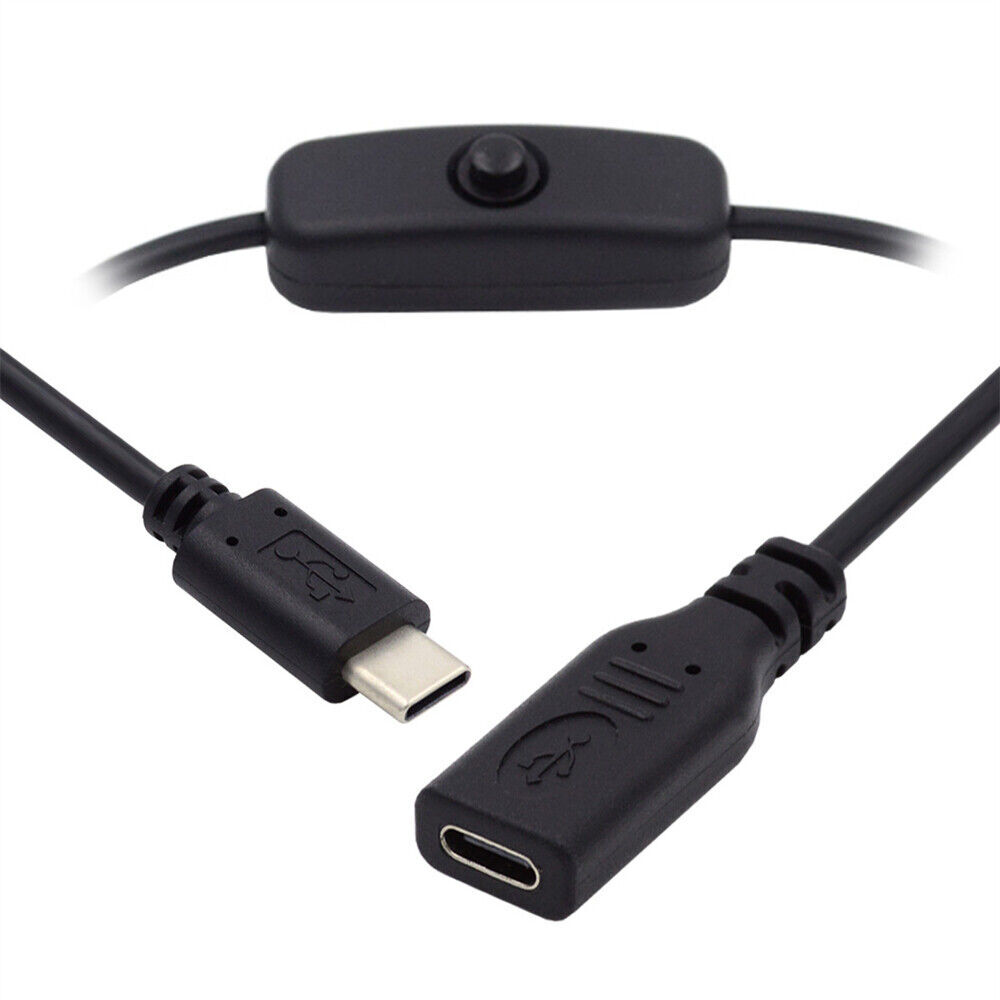 NFHK with On Off Power Switch Button USB Type C Male to Female USB-C Cable