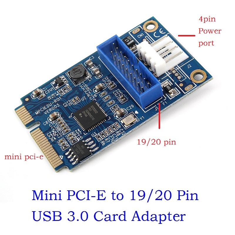 Mini PCIe to 19pin 20pin Header to USB3.0 Mini PCIe to Dual USB Expansion Card