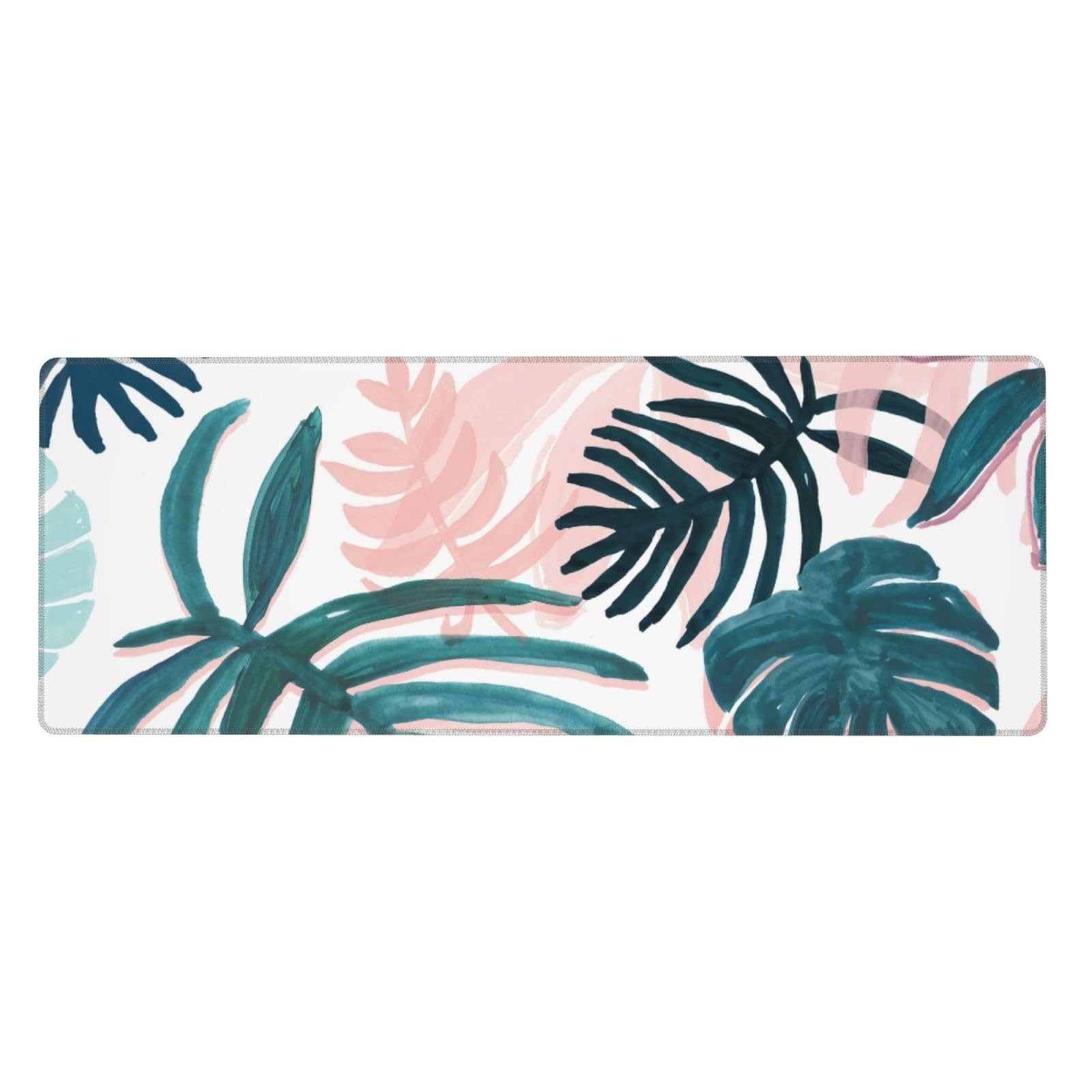 Pink Tropical Palm Tree Leaves Pad Large Gaming Mousepad Non-Slip Base Keyboa...