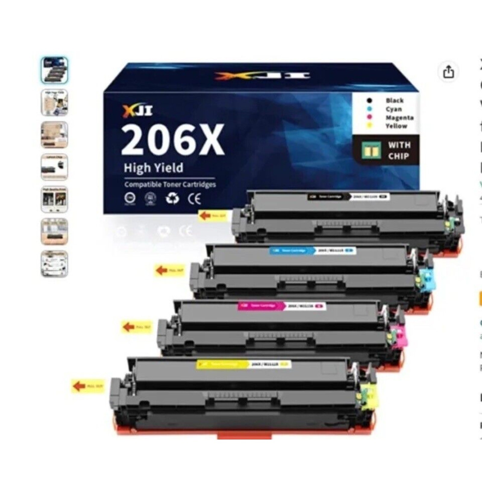 XJI 206X High Yield Toner Cartridges 3 Pack compatible Replacement for hp