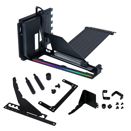 Vertical GPU Kit for ATX Motherboard, 4 Slot PCIe 5.0 Riser, Black Metal