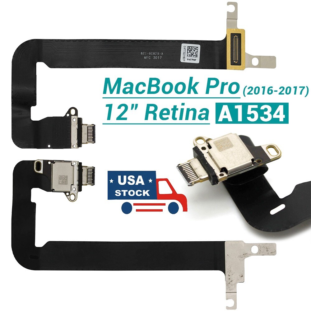 OEM I/O USB-C Board Flex Cable DC Jack For MacBook 12" Retina A5134 2016 2017