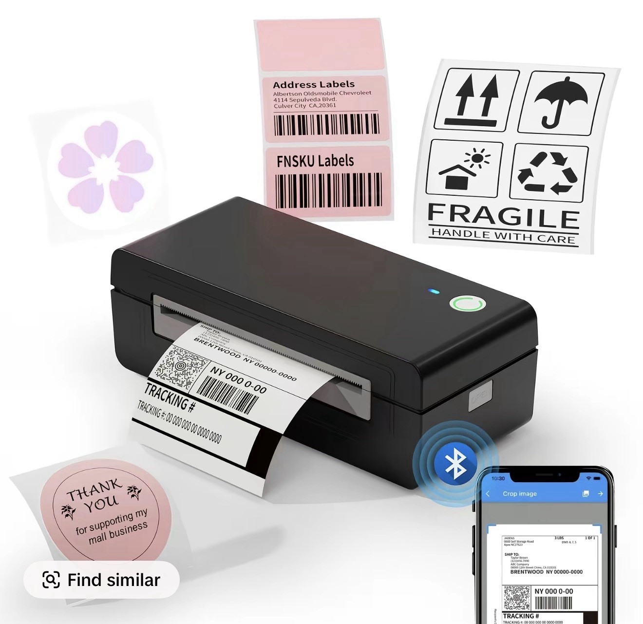 JADENS Bluetooth Wireless Thermal Shipping Label Printer