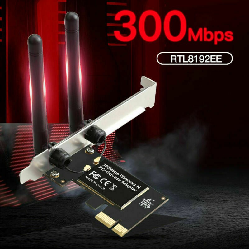 New Desktop PCI Express WiFi Adapter 300Mbps 2.4Ghz Network Card Windows 7 10
