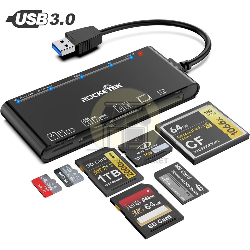 7 in 1 Adapter Hub, USB 3.0 Memory Card Reader, for SD, CF, TF, Micro SD, XD, MS