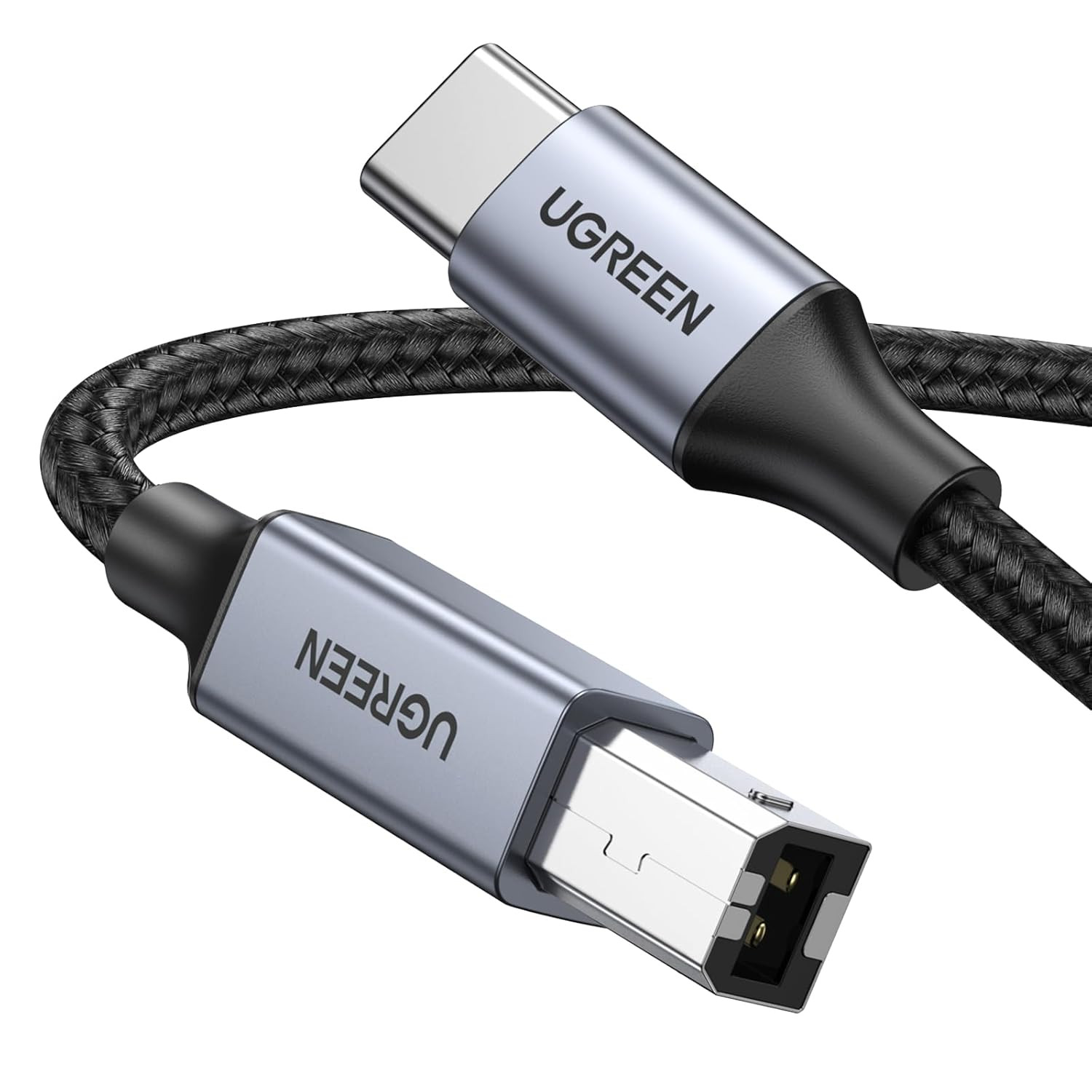UGREEN USB B to USB C 6 FT Printer Cable, Nylon USB B to C Cord for Macbook Pro/