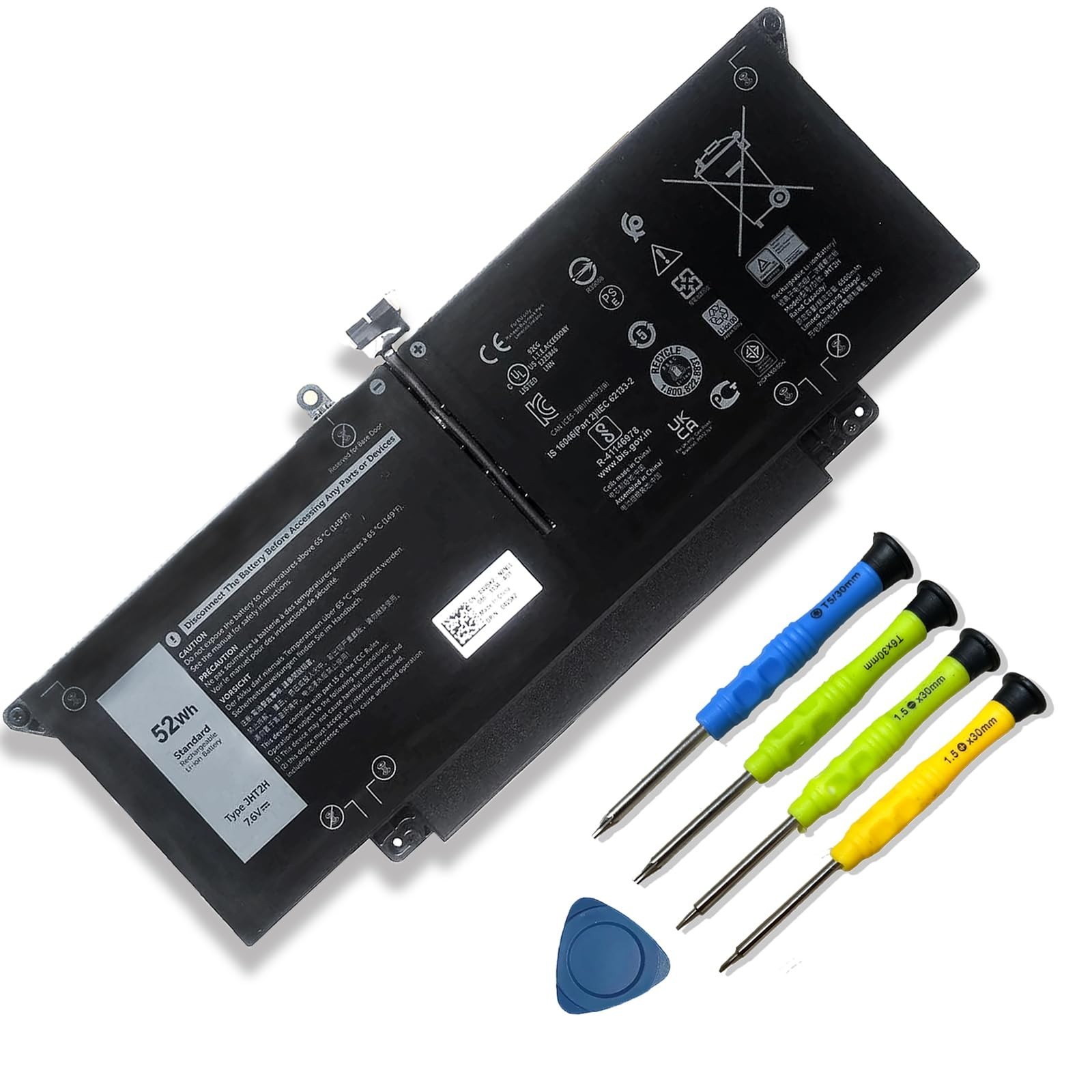 High-Capacity 52Wh Laptop Battery Replacement for Dell Latitude 7410/7310, 6500m