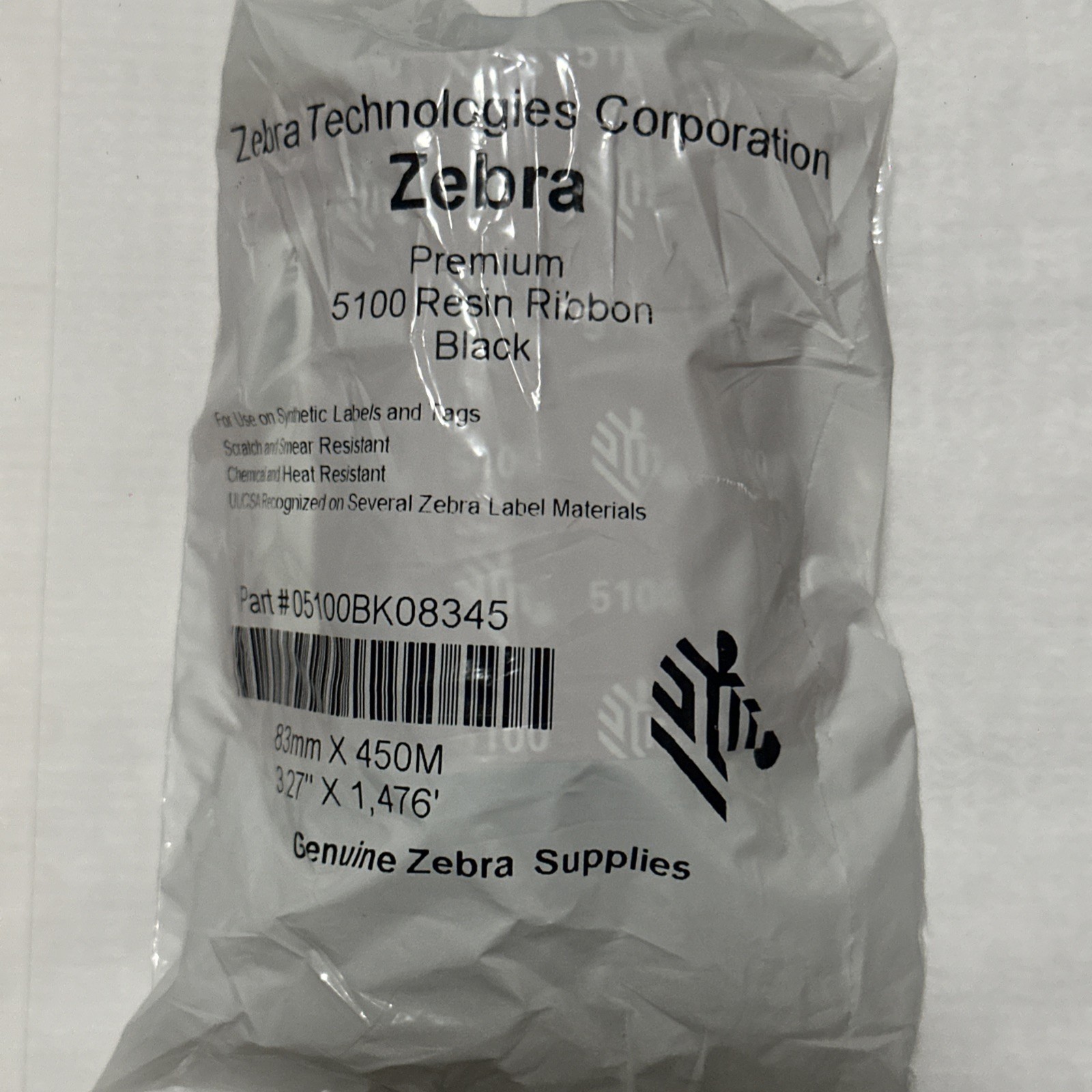Zebra Premium 5100 Resin Ribbon Black 2.52" X 2,913''  