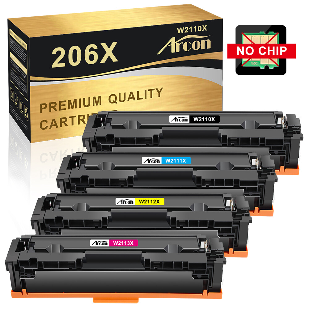 4x W2110X High Yield Toner For HP 206X LaserJet M282nw M283fdw M283cdw No Chip