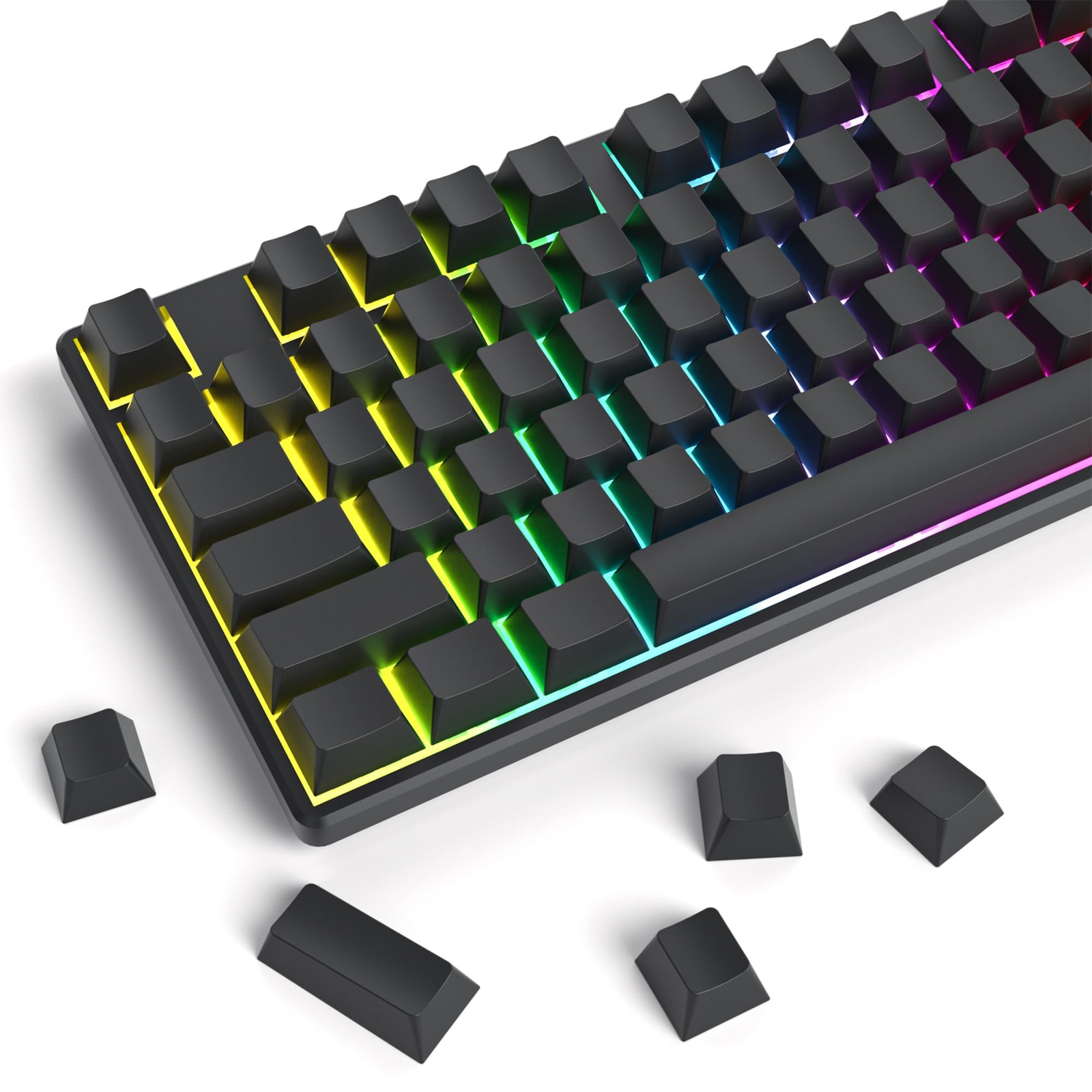 Blank Thick PBT Cherry Profile Minimalist Grey Black Keycaps 129 Key 7U