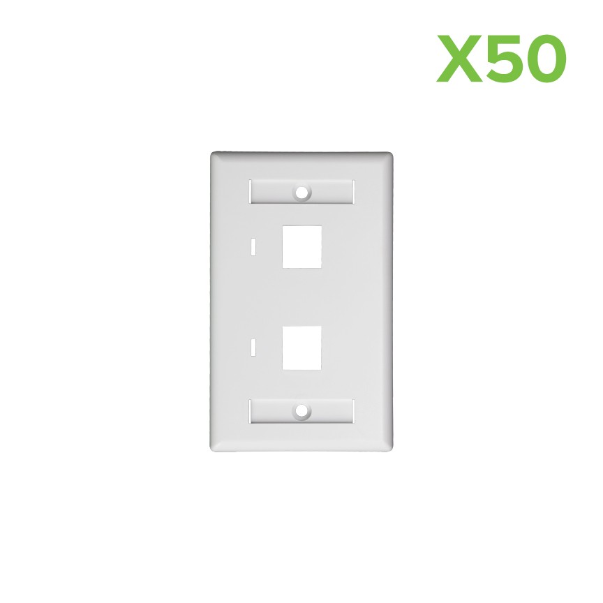 50 X 2-Port Keystone Jack RJ45 CAT Network Faceplate Wall Plate- White w/Windows