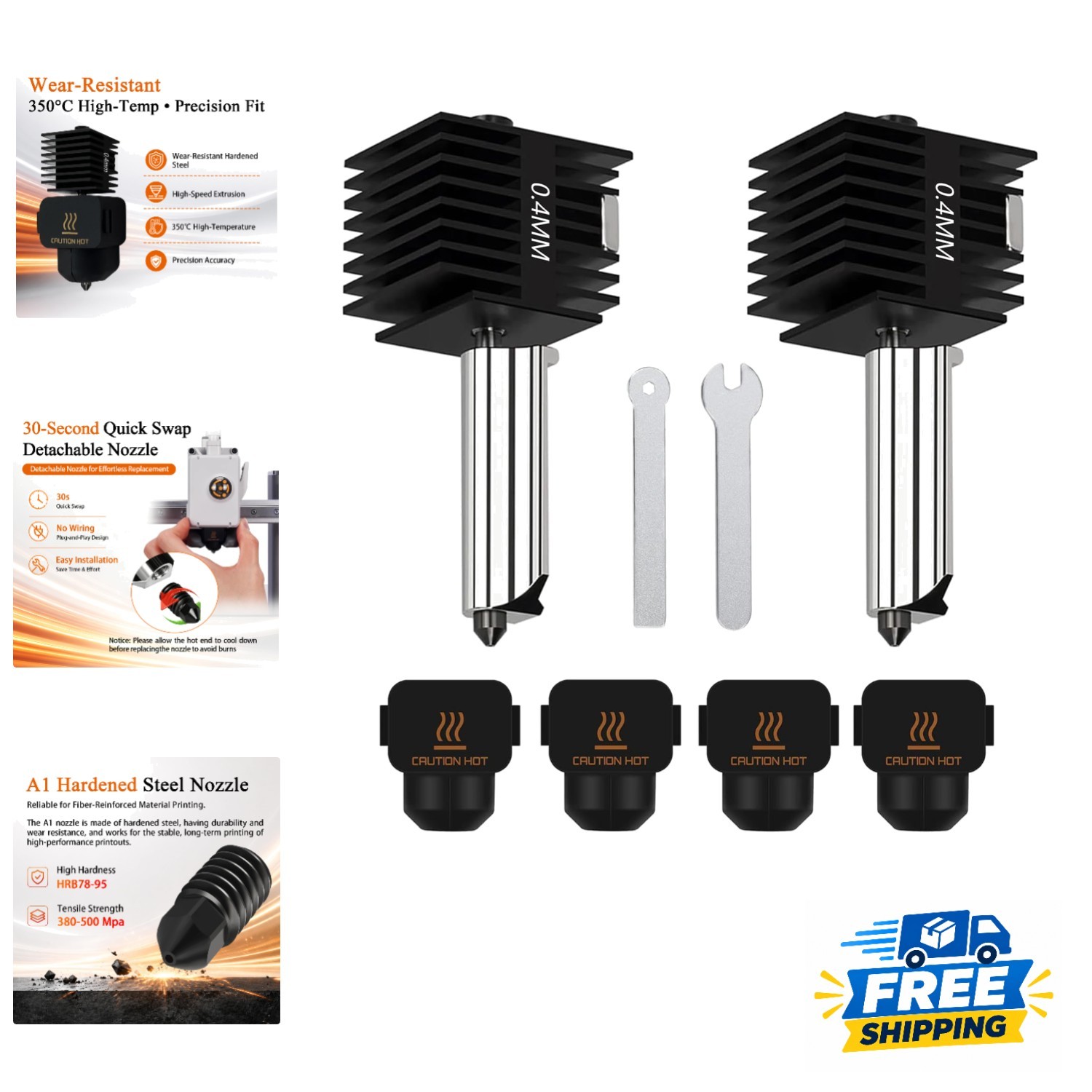 Reliable 0.4mm Hotend Nozzle Set for Bambu Lab A1 Series - High-Performance Kit
