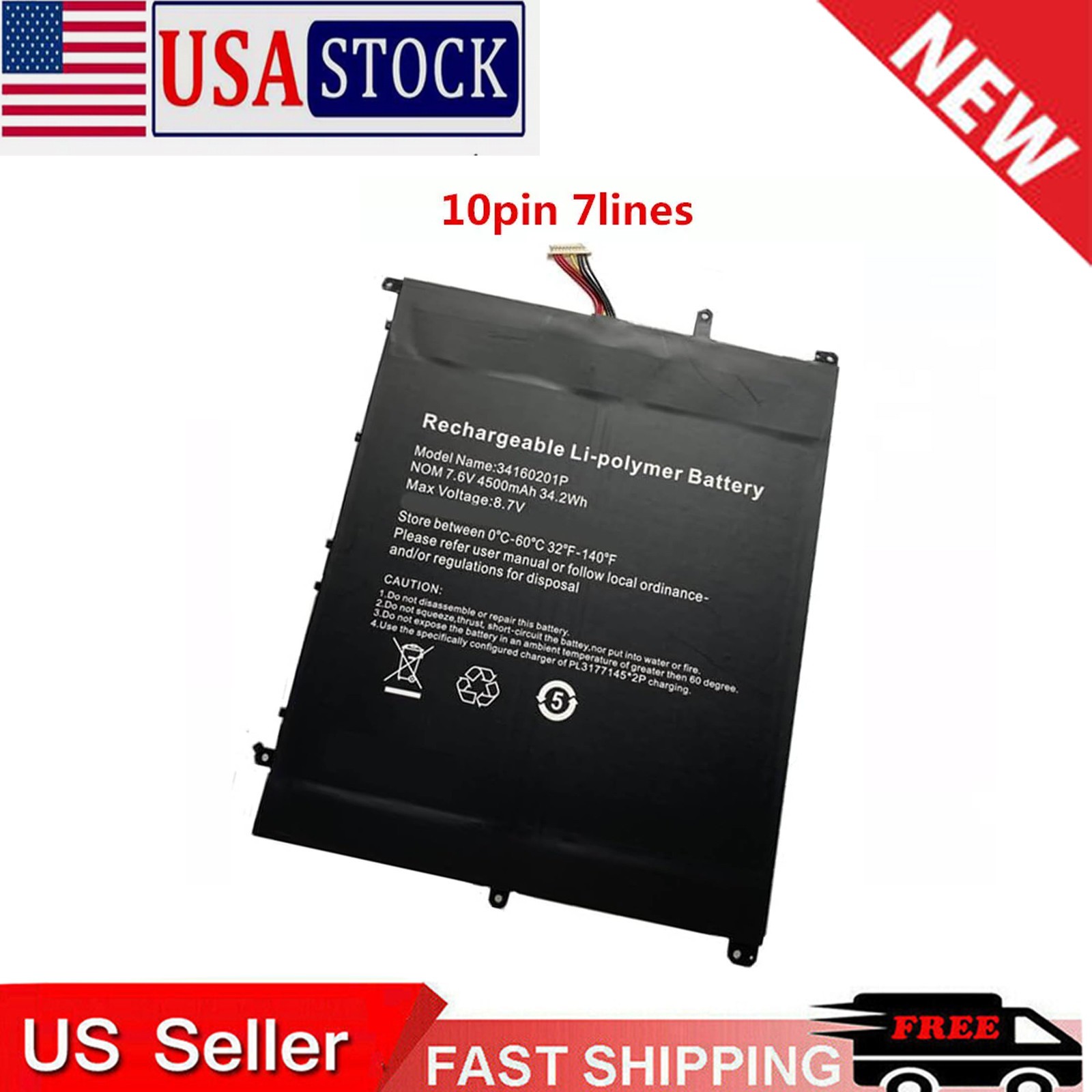 New Li-Polymer 7.6V 4500mAhBattery For CHUWI LincPlus P1 31160201P 34160201P US