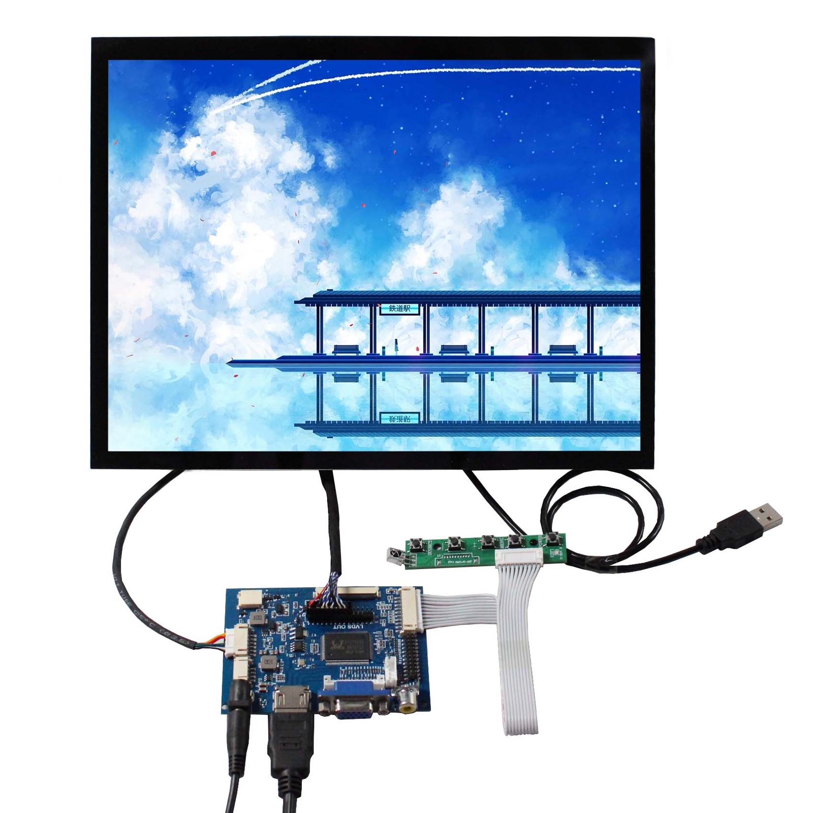 HD VGA AV LCD Controller Board 12.1 inch1024X768 Capacitive Touch LCD Screen