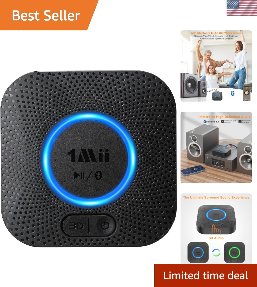 B06+ Bluetooth Receiver, Hi-Fi Wireless Audio Adapter, Bluetooth 5.3 Receiver...