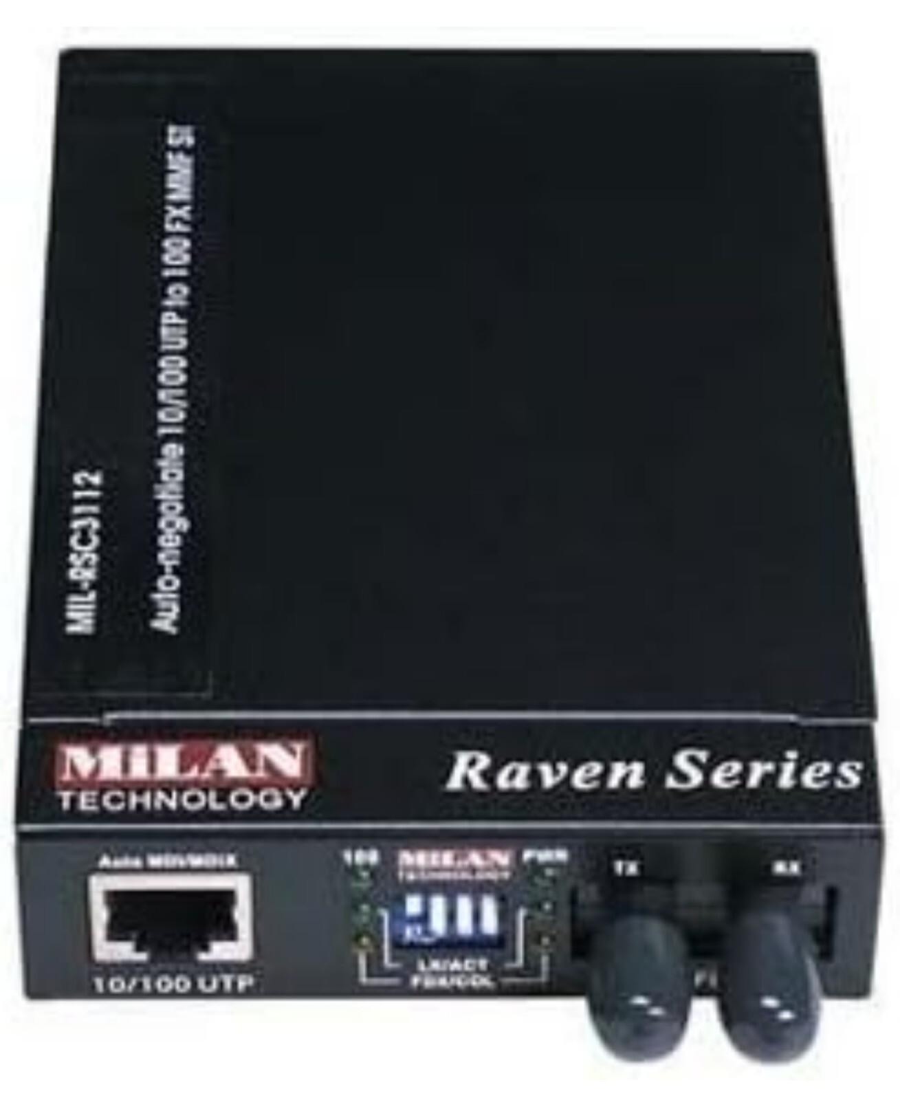 Milan Technology Raven Converter UTP To FIBER ST MMF MIL-RC3112US With ACAdapter