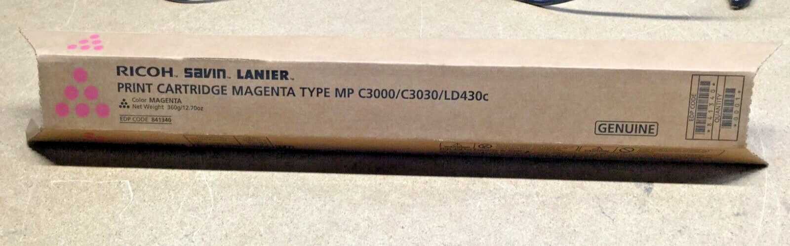 Genuine Ricoh Savin Lanier 841340 Magenta Toner for Type MP C3000/3030/LD430C