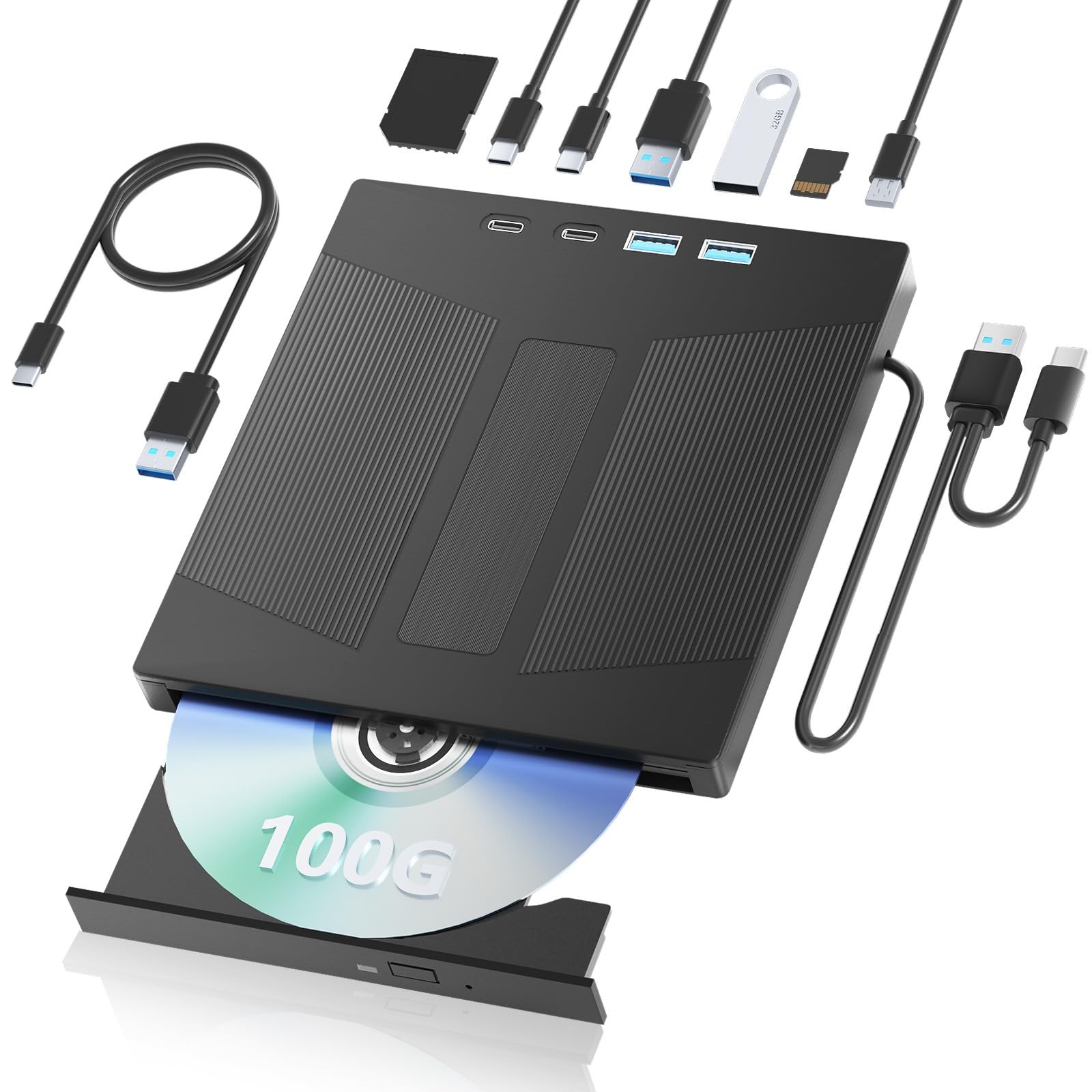 Taopjwr 7in1 Support 100G Disc R/W for PC External Blu Ray Drive,USB 3.0&Type...