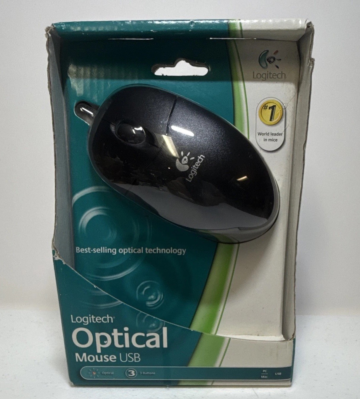 Logitech USB Wired Optical Mouse 3-Button 1000 DPI 931369-0403 Never Opened