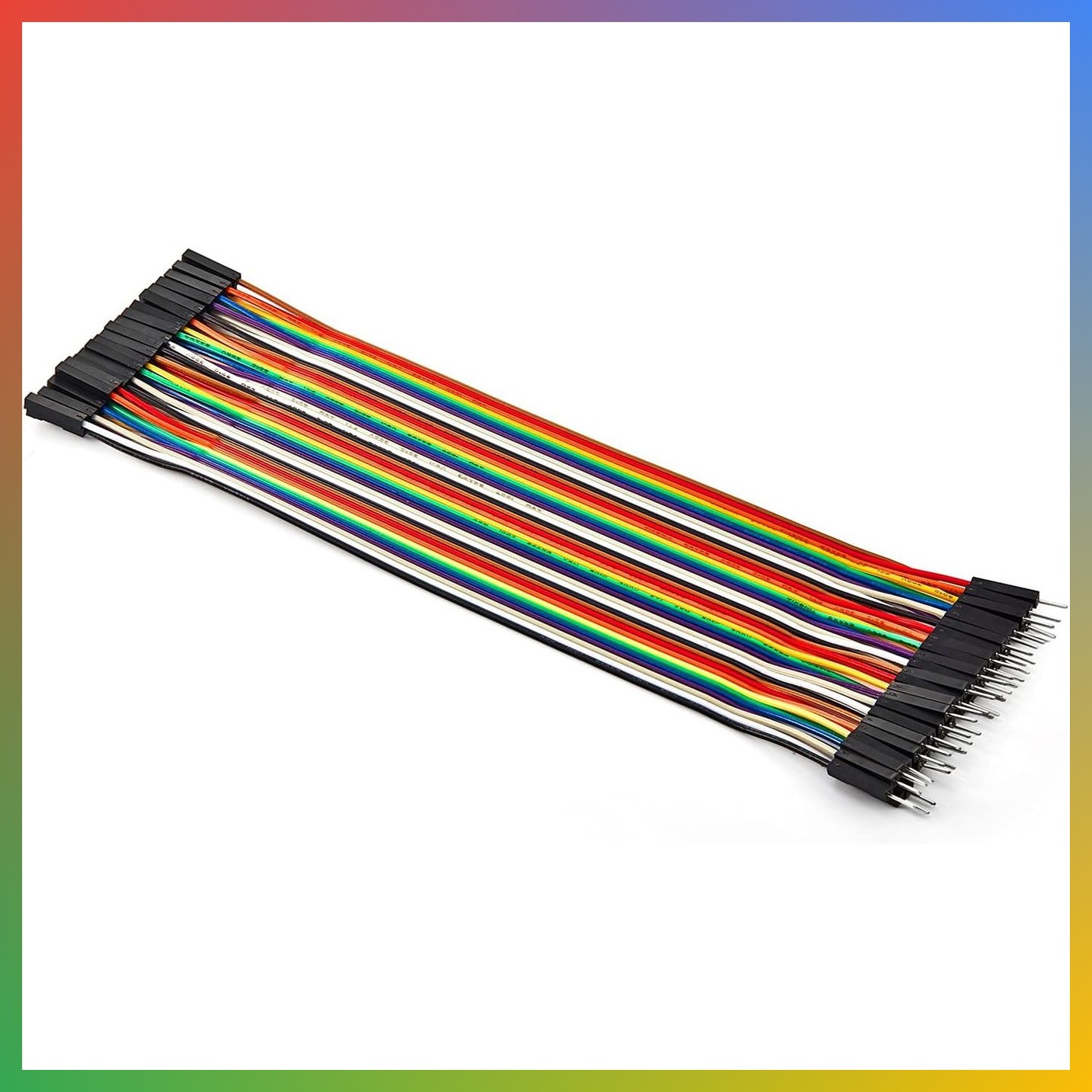 Jumper Wires Male Female 20cm 24AWG 40pcs Multicolored Breadboard Prototyping Ca