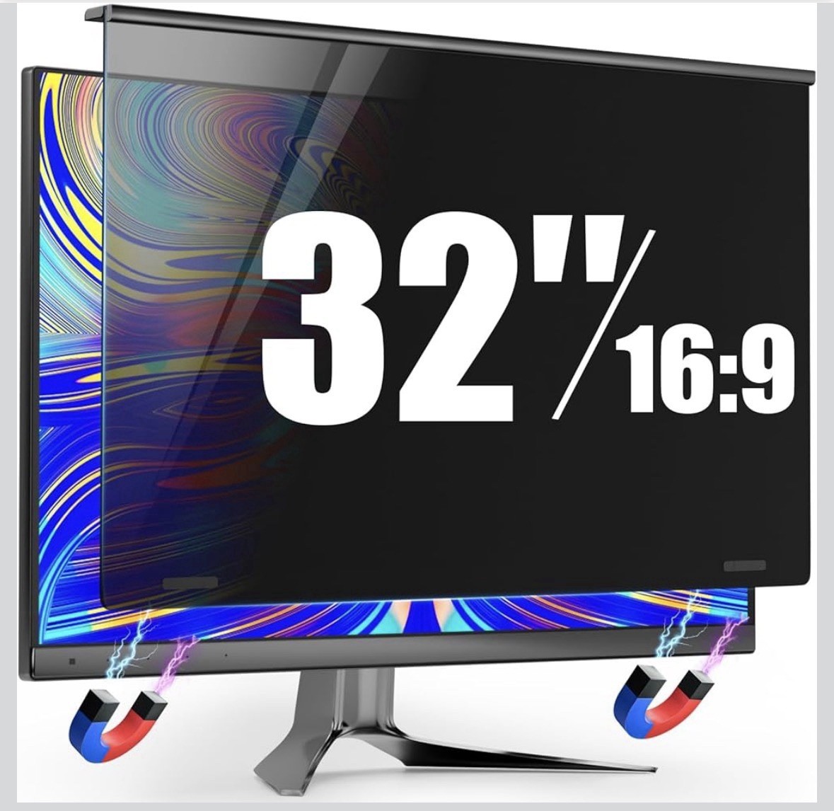 Magnetic 32 Inch Privacy Screen For Frameless Computer Monitor 16:9 Aspect Ratio