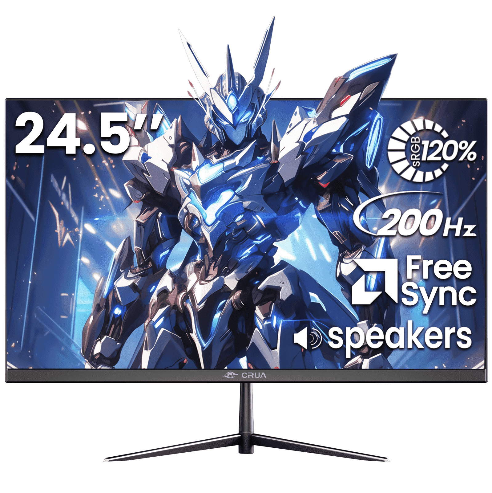 CRUA 24.5 Inch Gaming Monitor, IPS Full HD 1920x1080, 200Hz Refresh Rate, 120%
