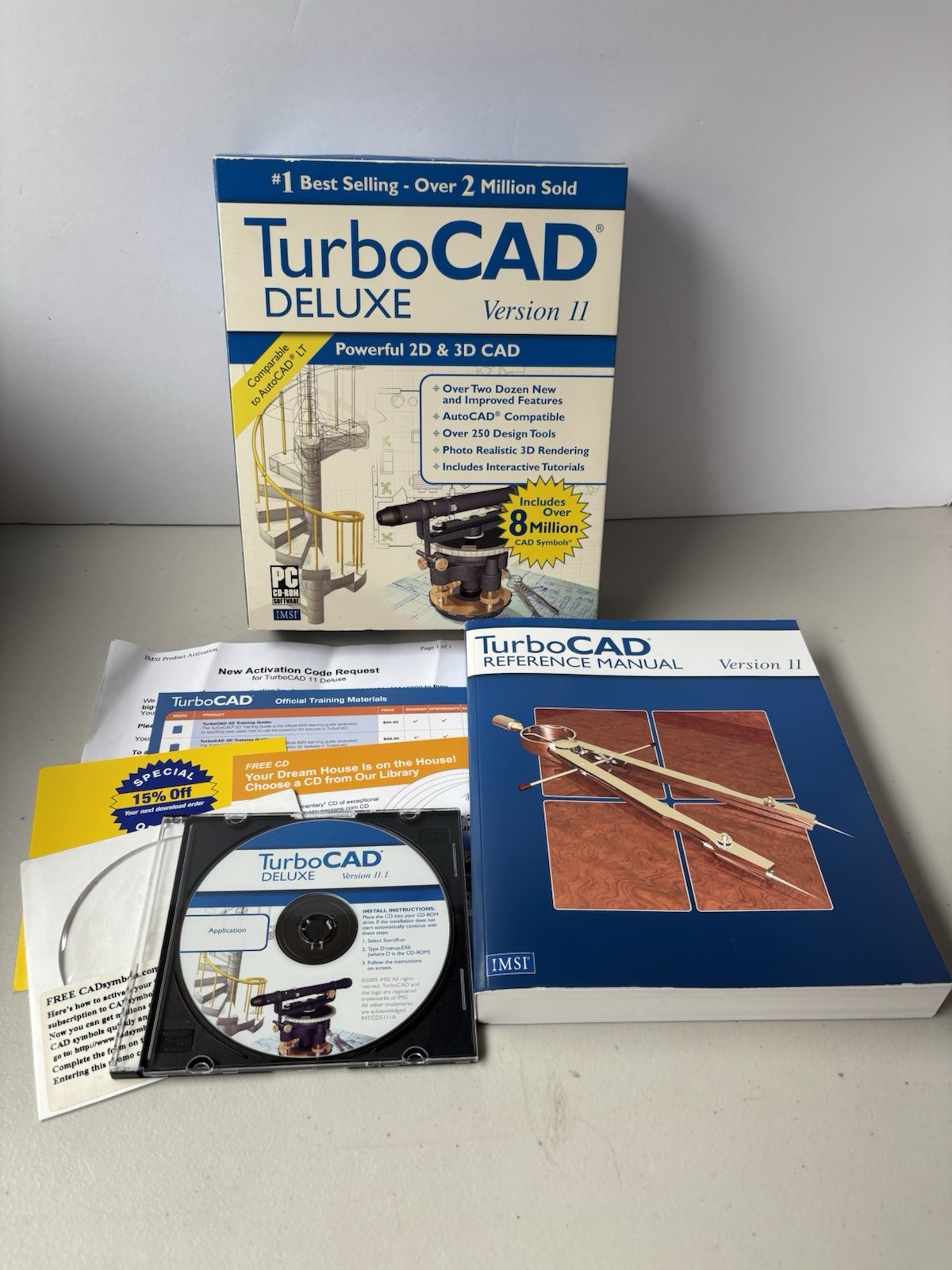 TurboCAD Deluxe Version 11 Windows 2000 / XP 2D 3D CAD - NO ACTIVATION READ