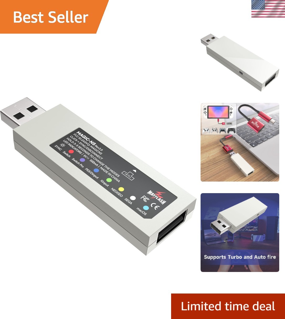 Universal Magic NS USB Type C Bluetooth Controller Adapter - Lightweight & Easy