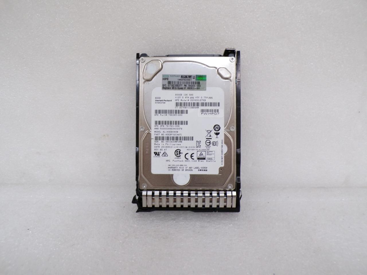HP EG0900JETKB 900GB 10K RPM 12Gbps SAS 2.5" HDD 796365-003