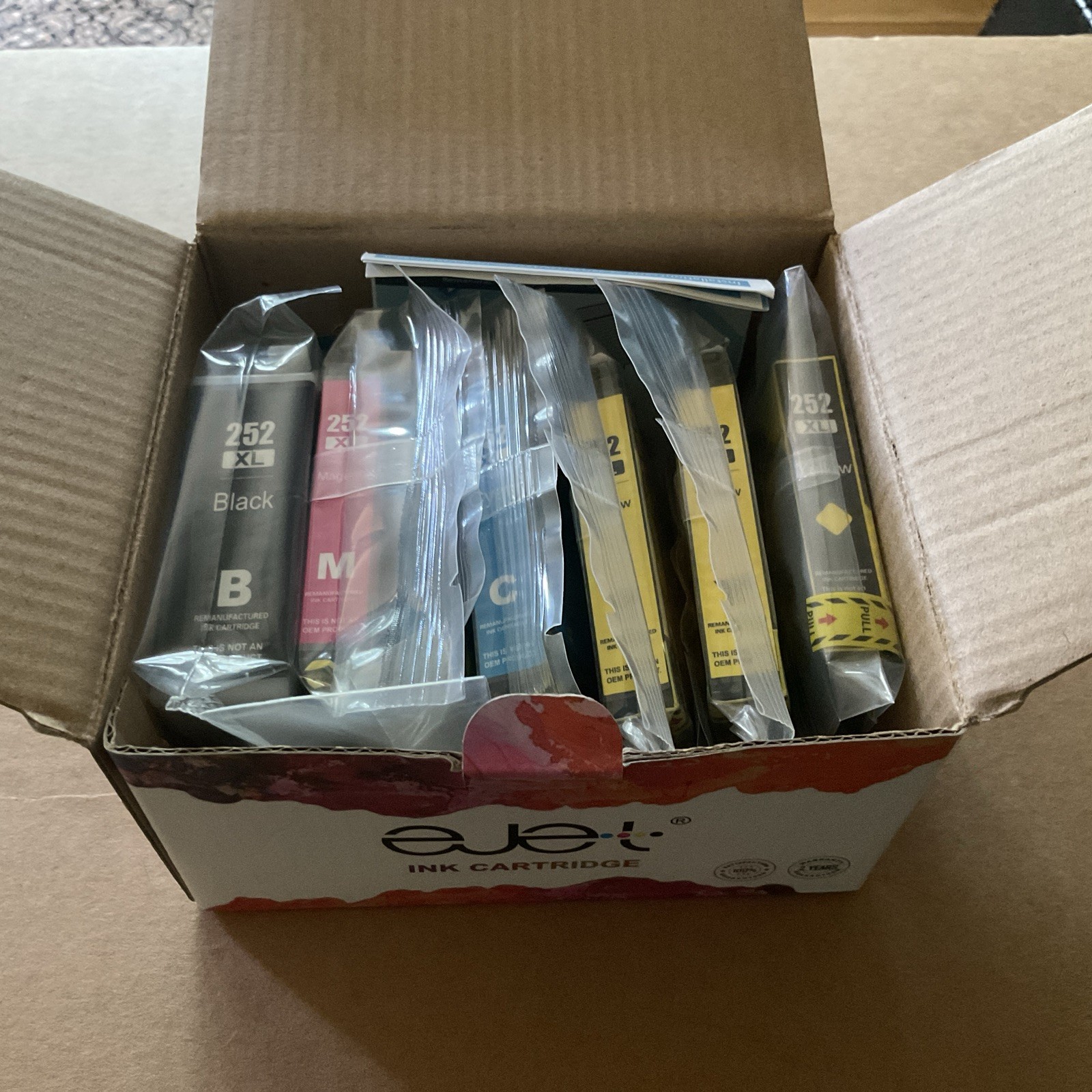 7 Ejet Ink Cartridges 252 XL / 1 Black 1 Magenta 3 Yellow 2 Cyan NEW