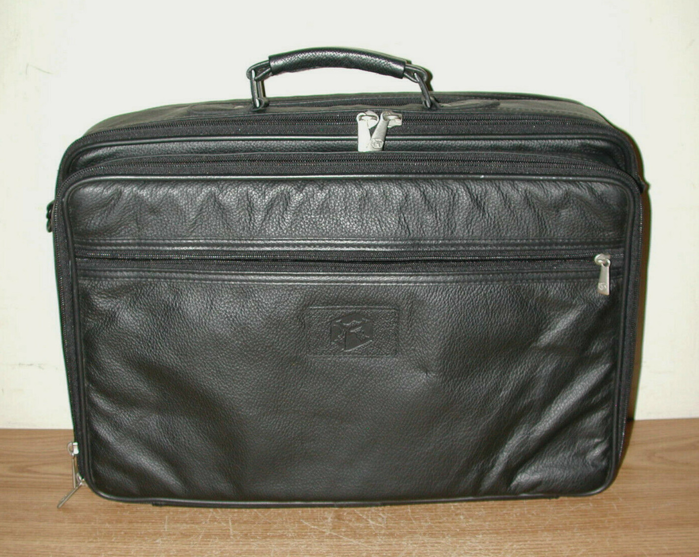 CASE-TEK COMPUTER LAPTOP BLACK LEATHER SHOULDER CARRY BAG BRIEFCASE