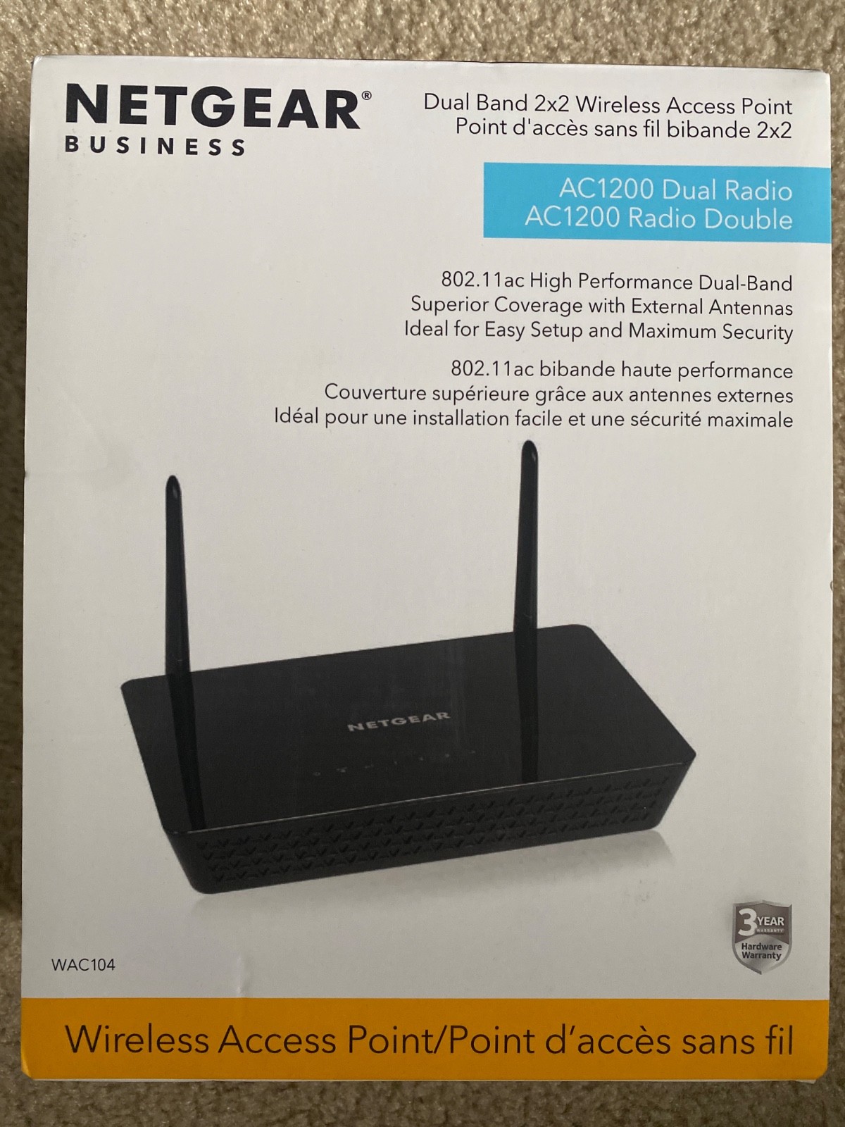 NETGEAR Business AC1200 Wireless Access Point WAC104 Dual Band Used In Box