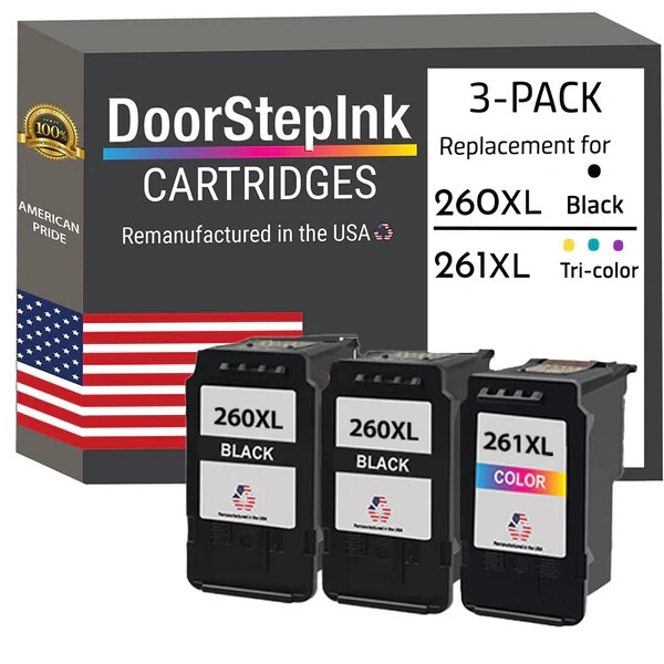 DoorStepInk Compatible Ink Cartridge For Canon PG-260XL 2 Black CL-261 Color-USA